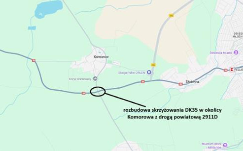 Będzie rondo na drodze krajowej nr 35 w okolicy Komorowa